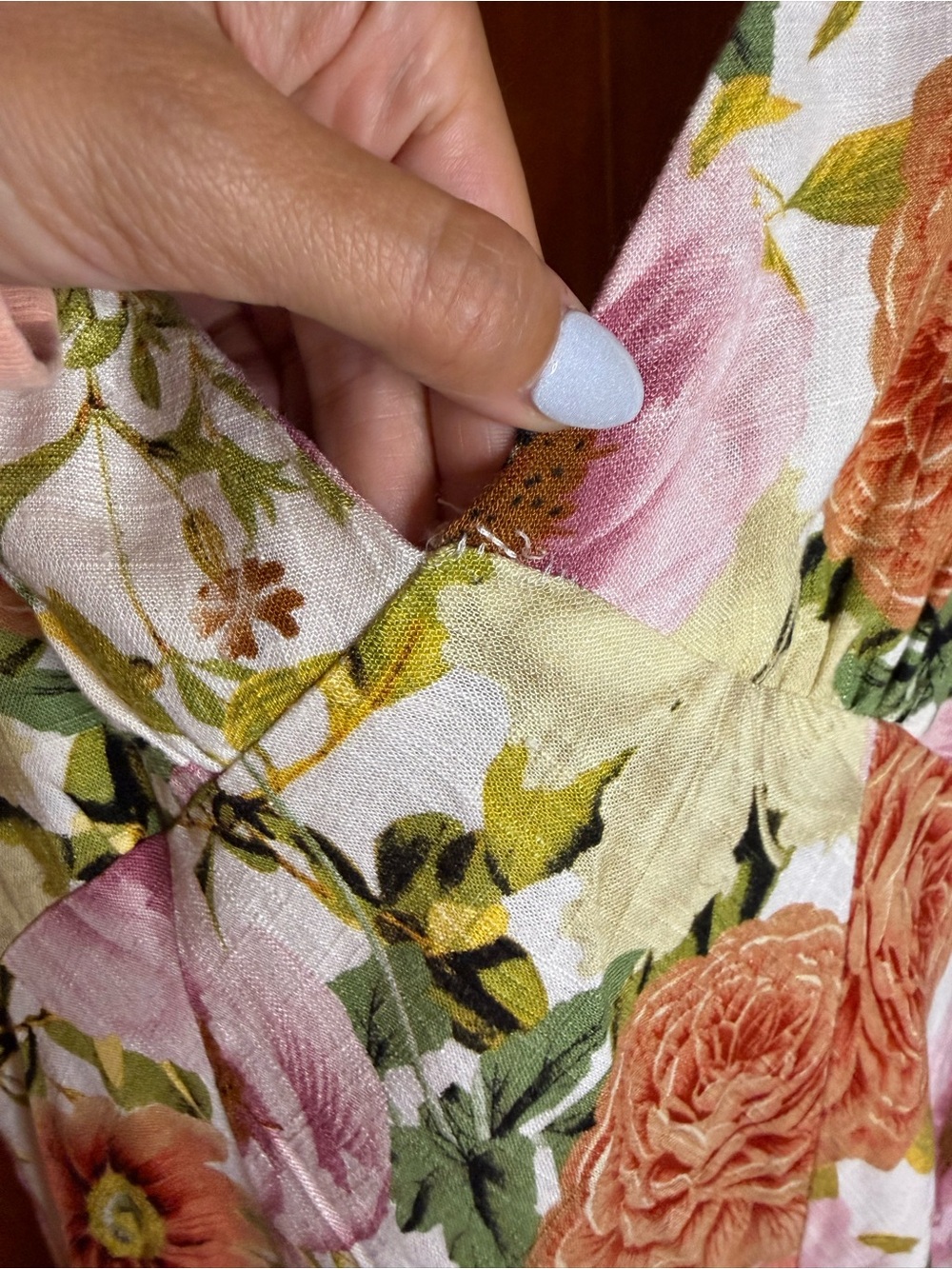 Paper Heart Floral V-Neck Maxi Dress Linen Blend Size Medium - Picture 4 of 8
